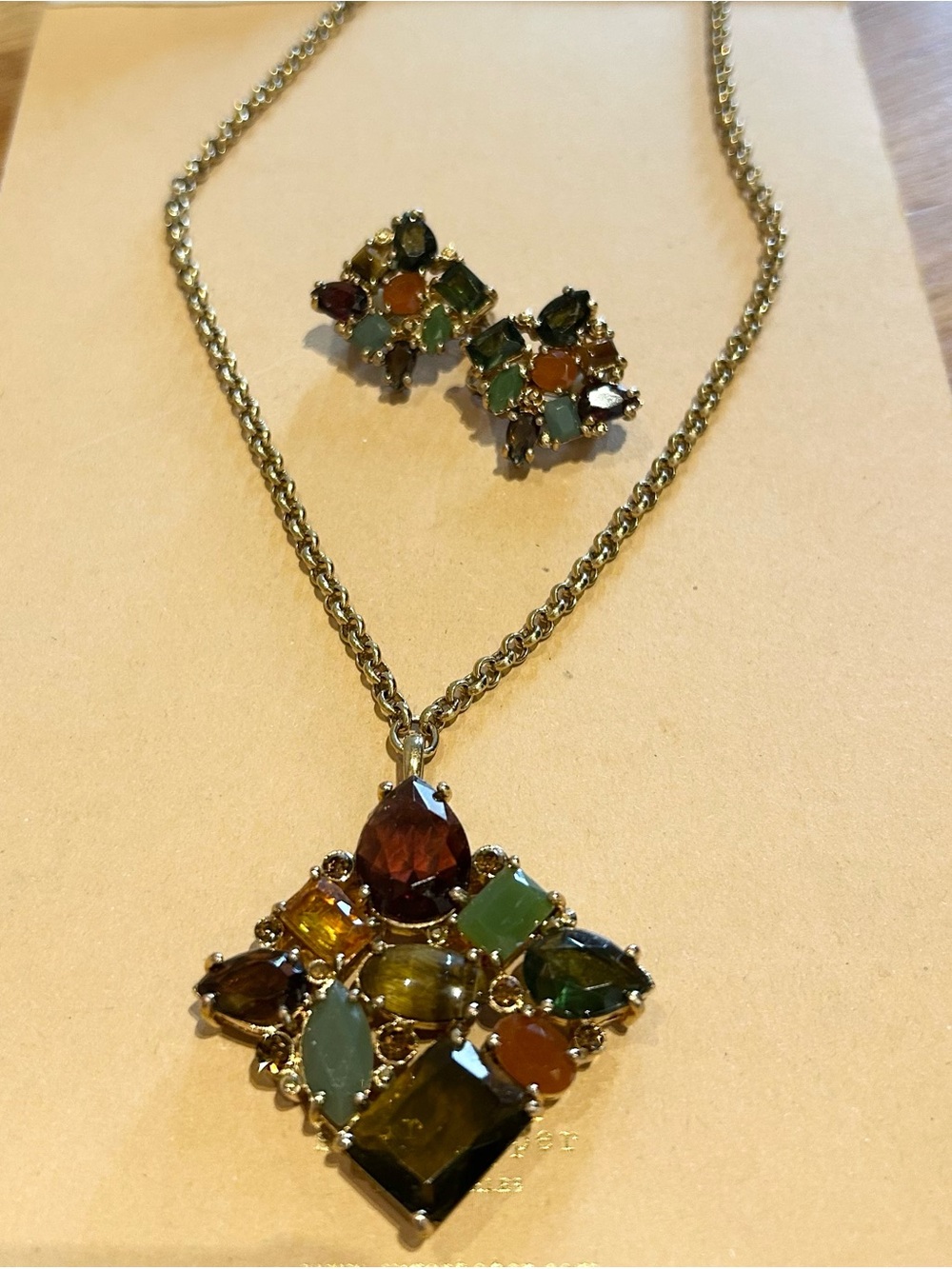 Lauren Ralph Lauren multicolored jeweled clip earring necklace set